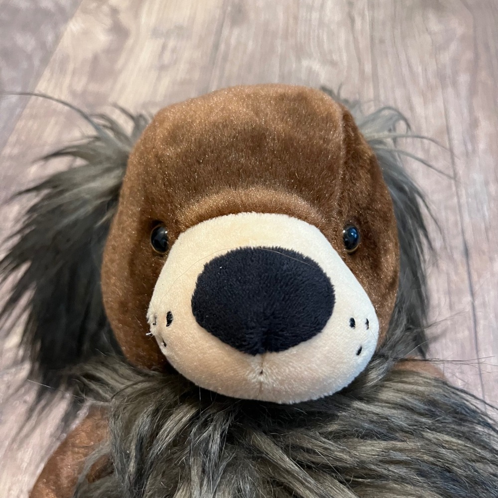 Ganz Paco Dog Plush Brown‎ Grey Shaggy Long Hair Stuffed Animal H14704 15 Inch